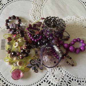 Purple and Silver Women's Jewelry Set
